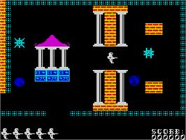In game image of Tomb of Syrinx on the Sinclair ZX Spectrum.