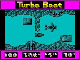 In game image of Turbo Boat Simulator on the Sinclair ZX Spectrum.
