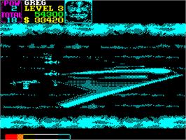 In game image of U.N. Squadron on the Sinclair ZX Spectrum.
