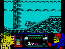 In game image of Wacky Races on the Sinclair ZX Spectrum.