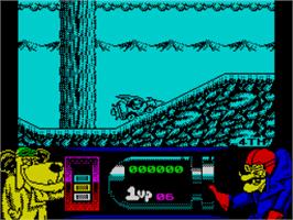 In game image of Wacky Races on the Sinclair ZX Spectrum.