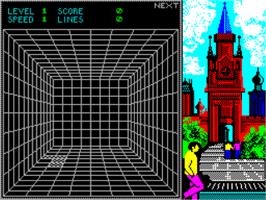 In game image of Welltris on the Sinclair ZX Spectrum.