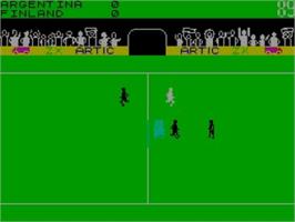 In game image of World Cup Football on the Sinclair ZX Spectrum.