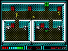 In game image of Zombi Mall on the Sinclair ZX Spectrum.