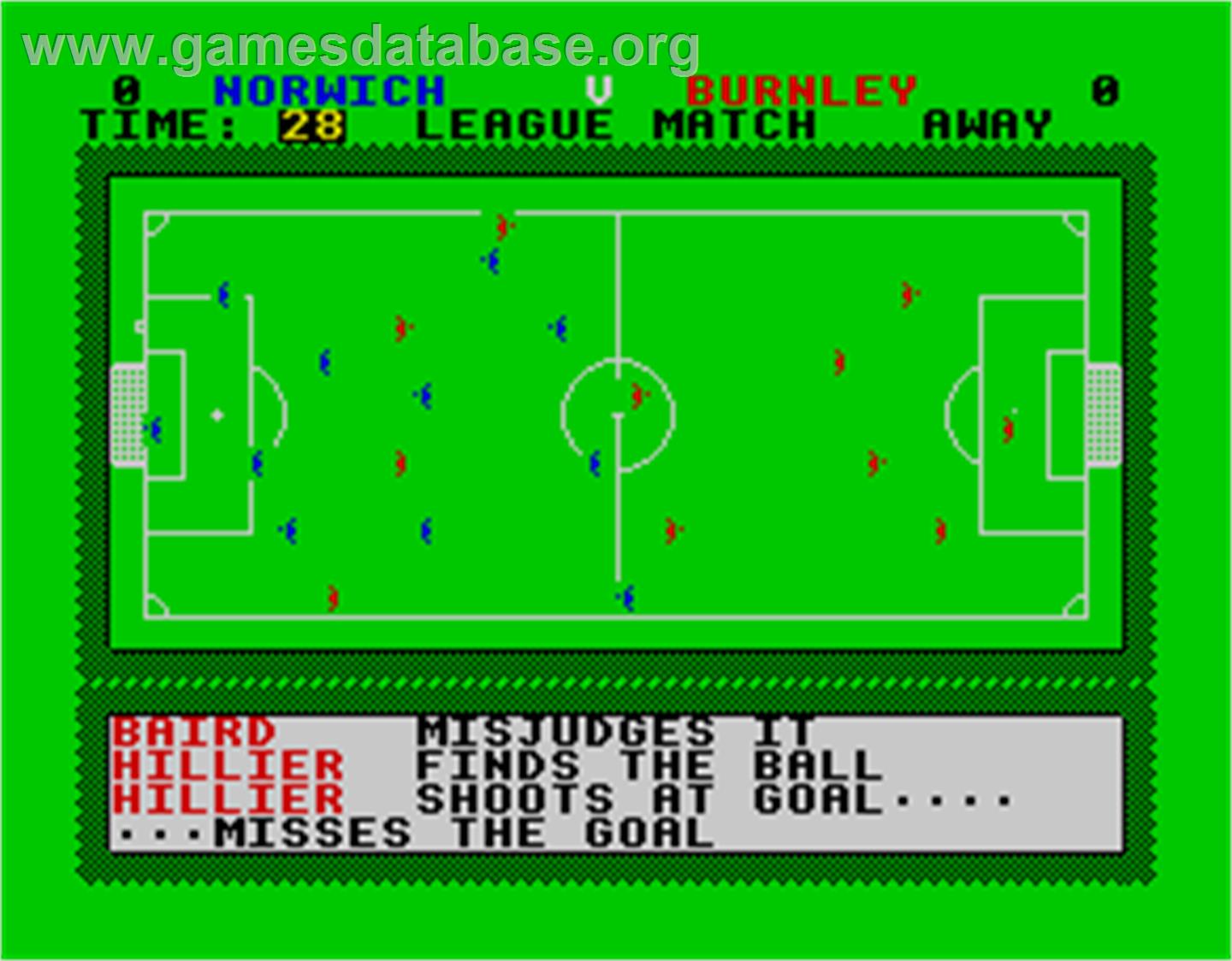 1st Division Manager - Sinclair ZX Spectrum - Artwork - In Game