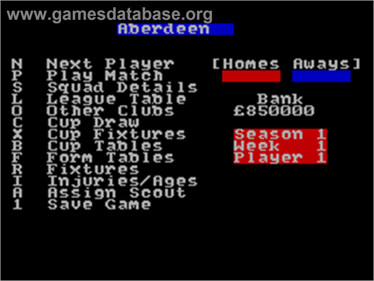 2 Player Soccer Squad - Sinclair ZX Spectrum - Artwork - In Game