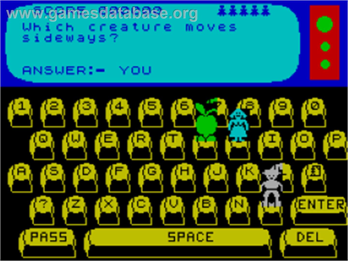 Alpha-beth - Sinclair ZX Spectrum - Artwork - In Game