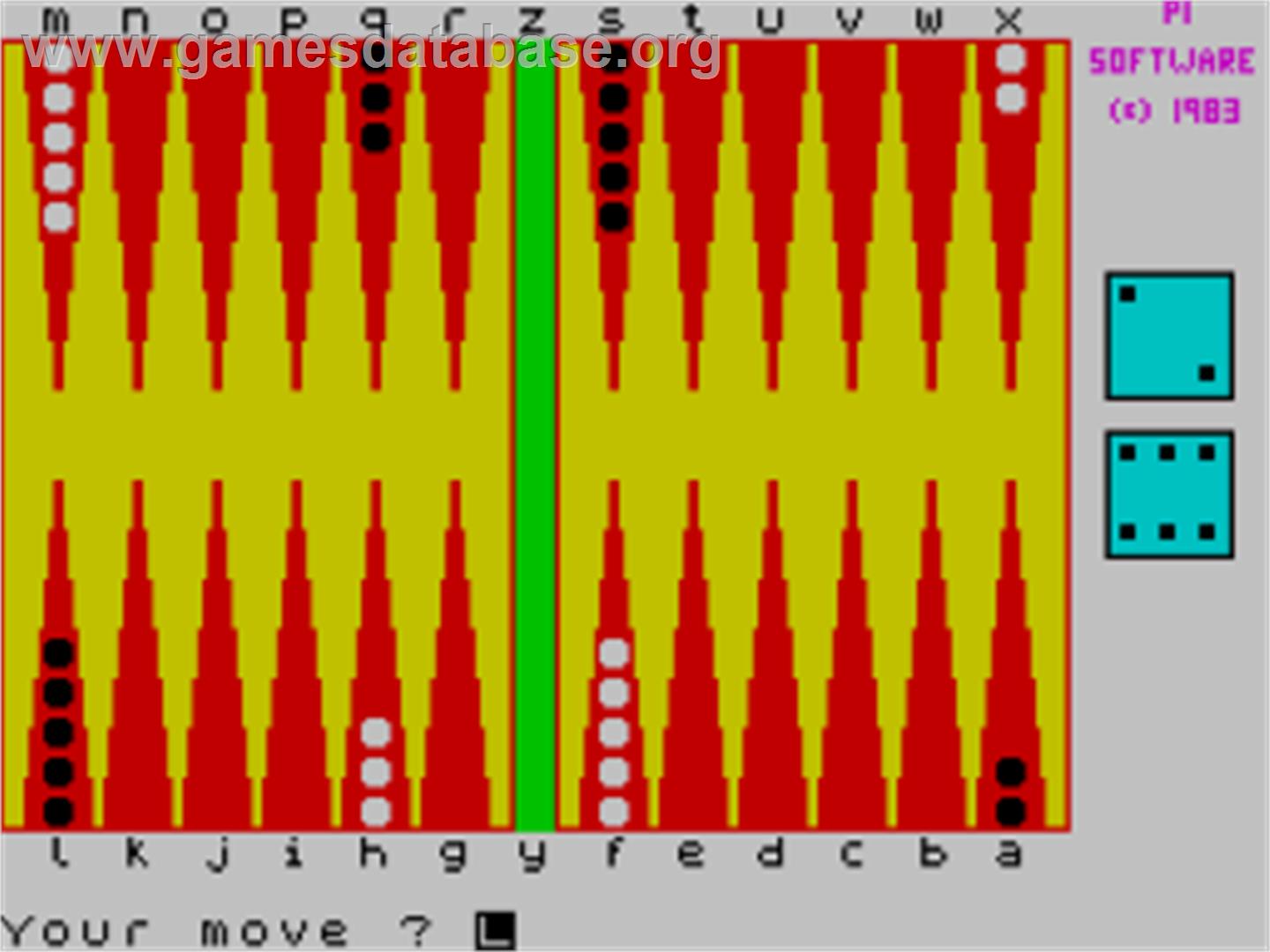 Backgammon (Sinclair Research Ltd) - Sinclair ZX Spectrum - Artwork - In Game