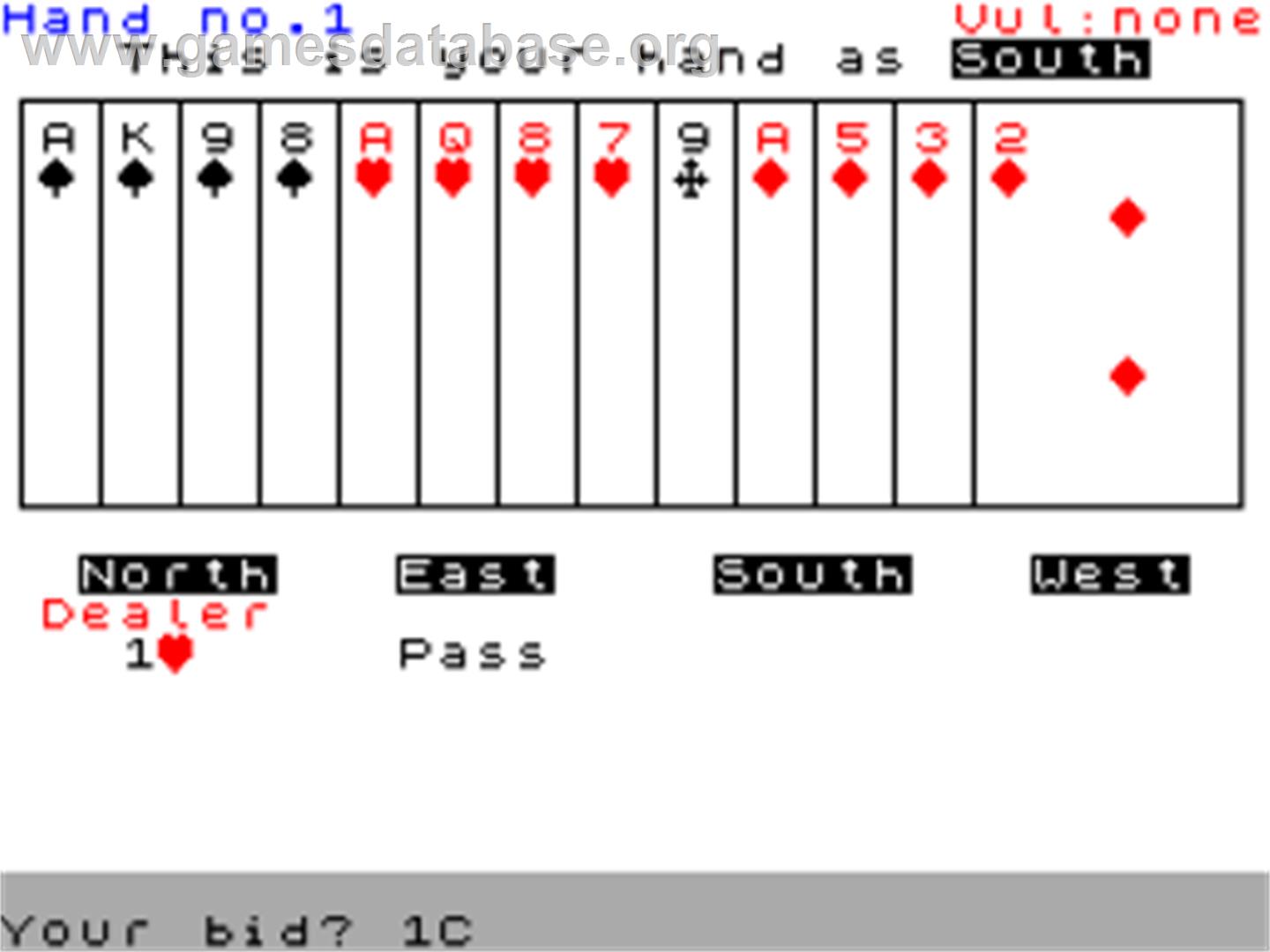 Bridge Player - Sinclair ZX Spectrum - Artwork - In Game