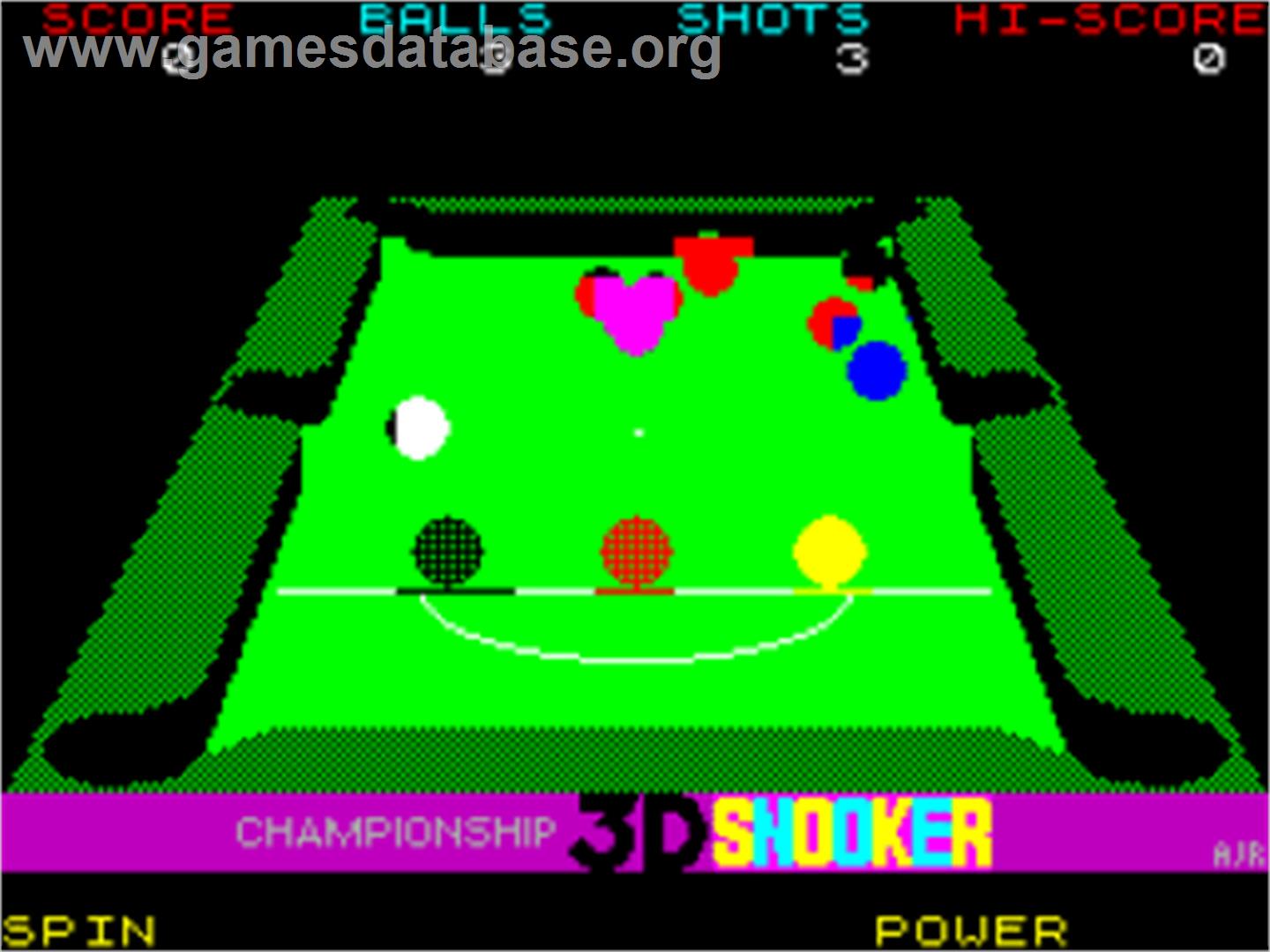 Championship 3d Snooker - Sinclair ZX Spectrum - Artwork - In Game