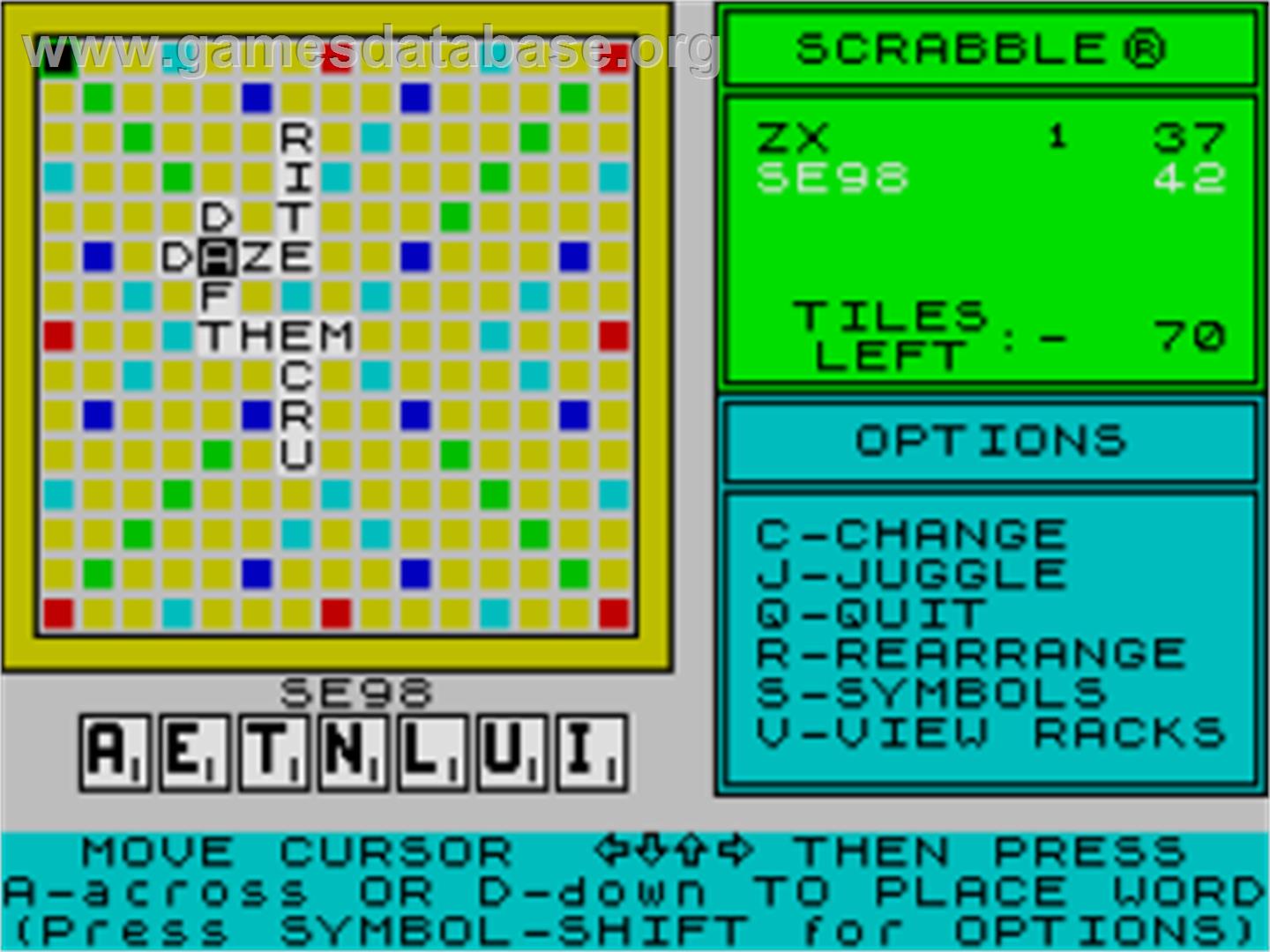 Computer Scrabble - Sinclair ZX Spectrum - Artwork - In Game
