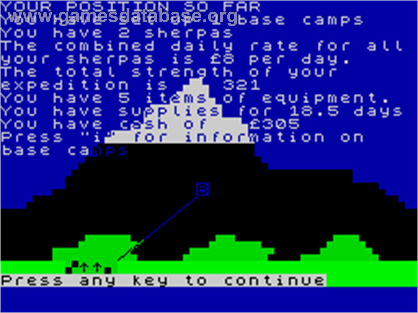 Everest Ascent - Sinclair ZX Spectrum - Artwork - In Game