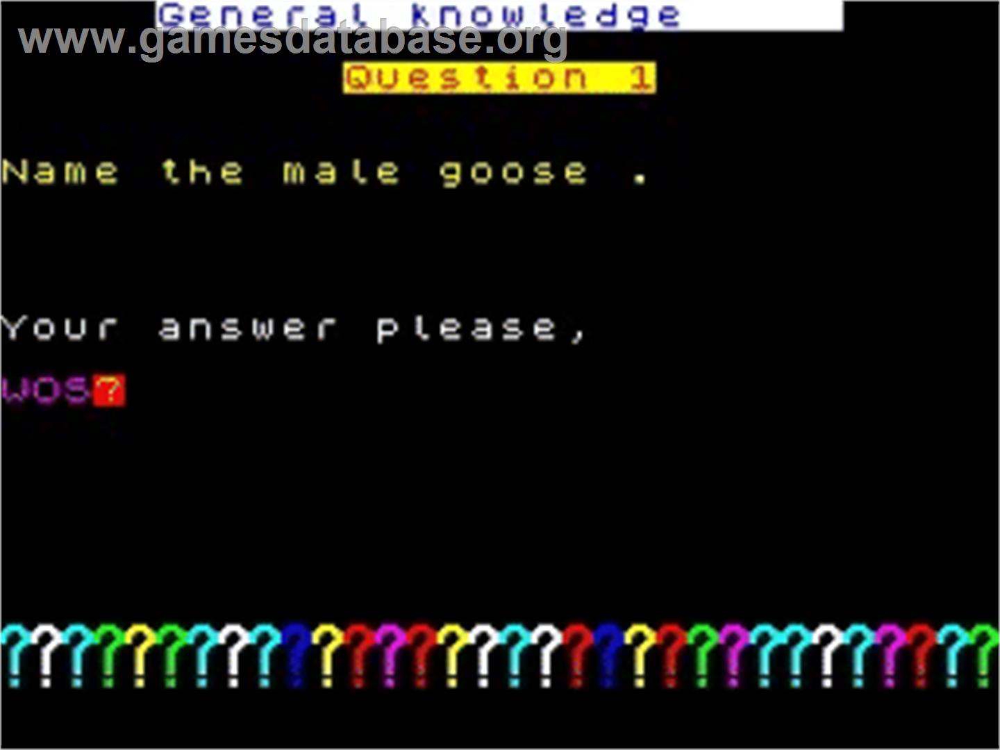 Family Quiz - Sinclair ZX Spectrum - Artwork - In Game