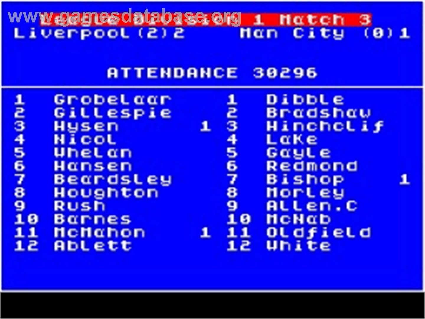 Football Champions - Sinclair ZX Spectrum - Artwork - In Game