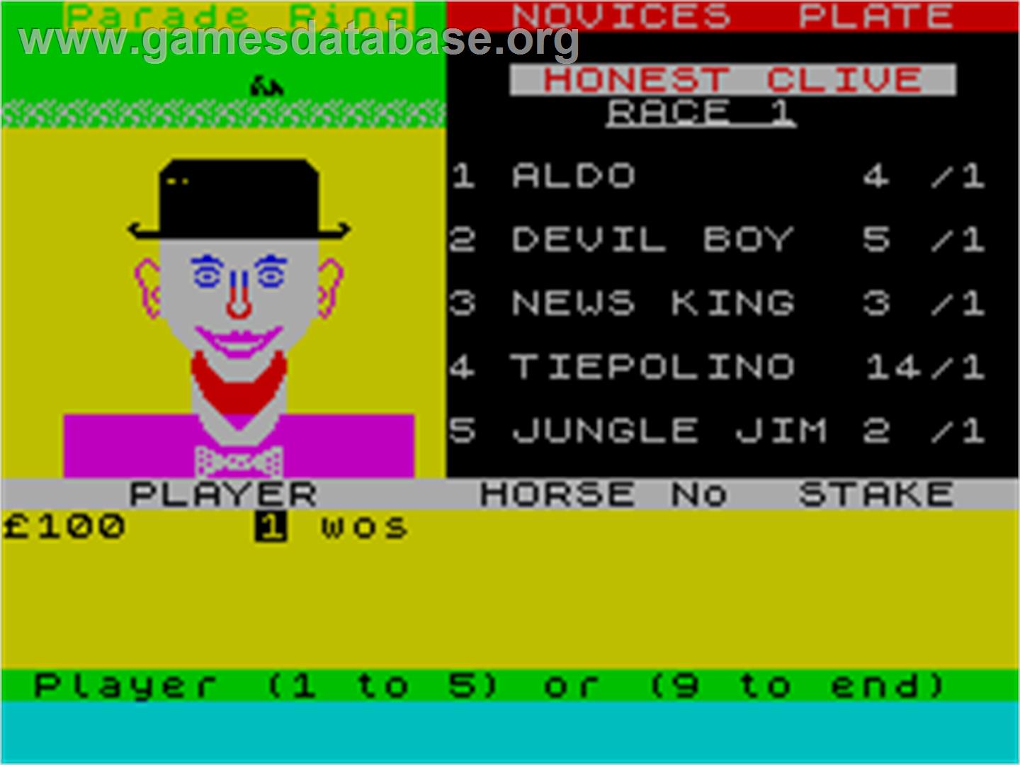 Grand National - Sinclair ZX Spectrum - Artwork - In Game