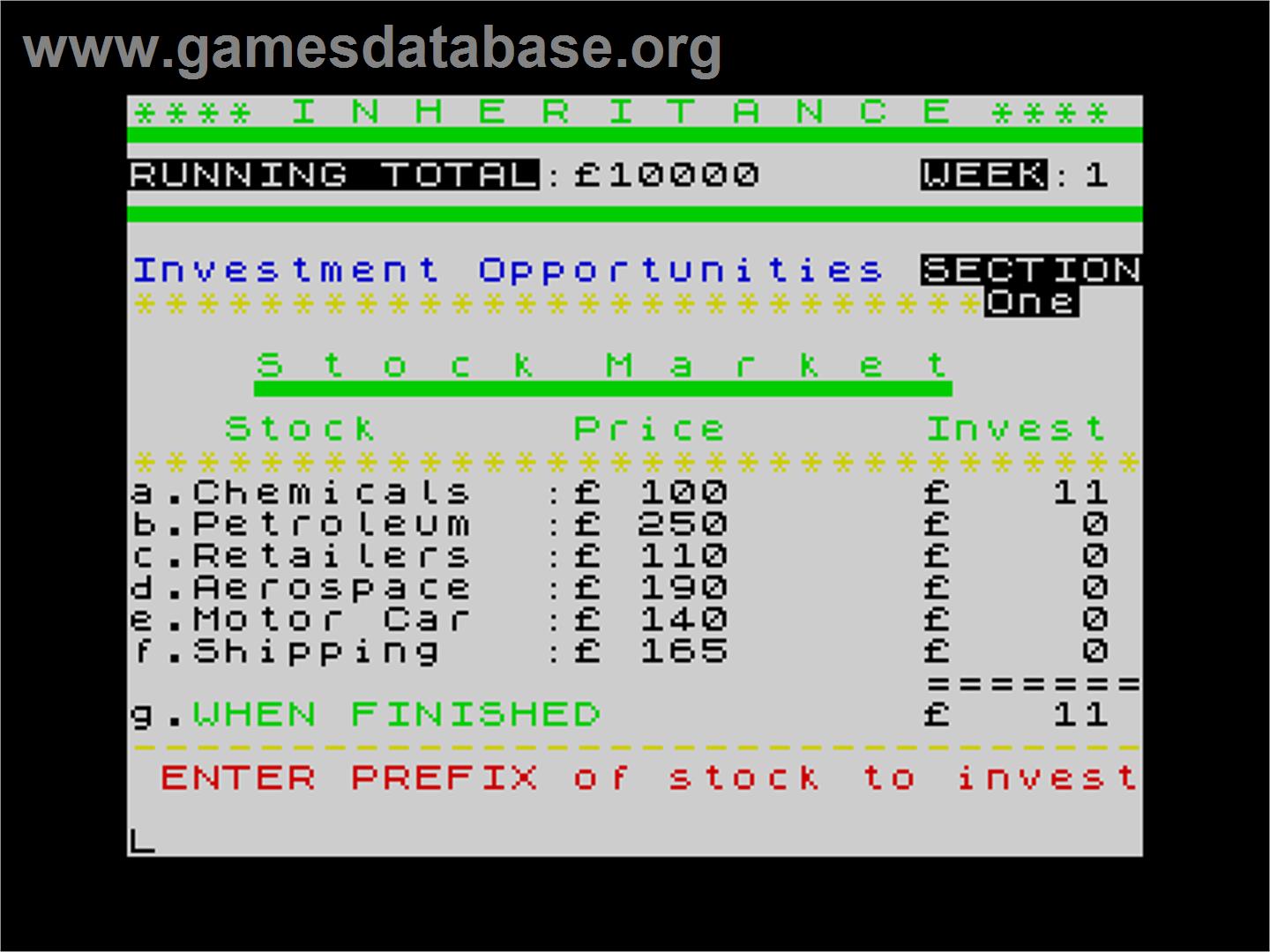 Inheritance - Sinclair ZX Spectrum - Artwork - In Game
