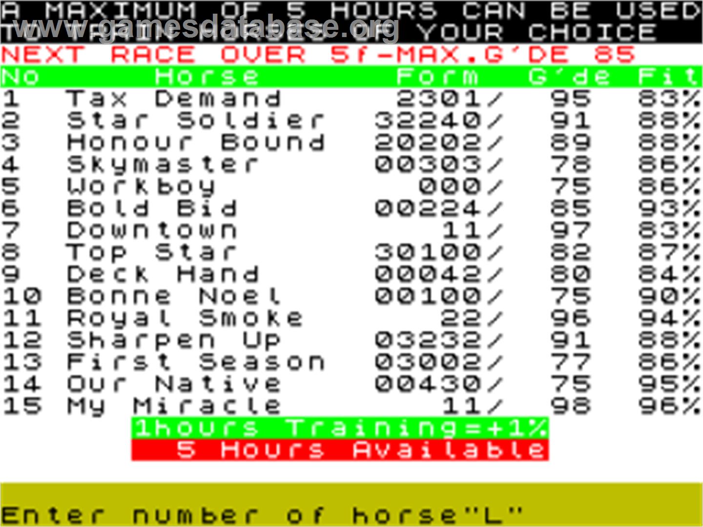 Racing Game, The - Sinclair ZX Spectrum - Artwork - In Game