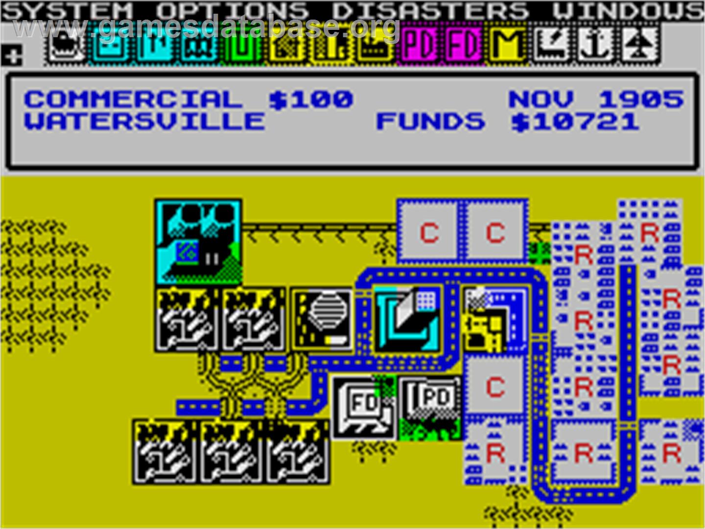 SimCity - Sinclair ZX Spectrum - Artwork - In Game