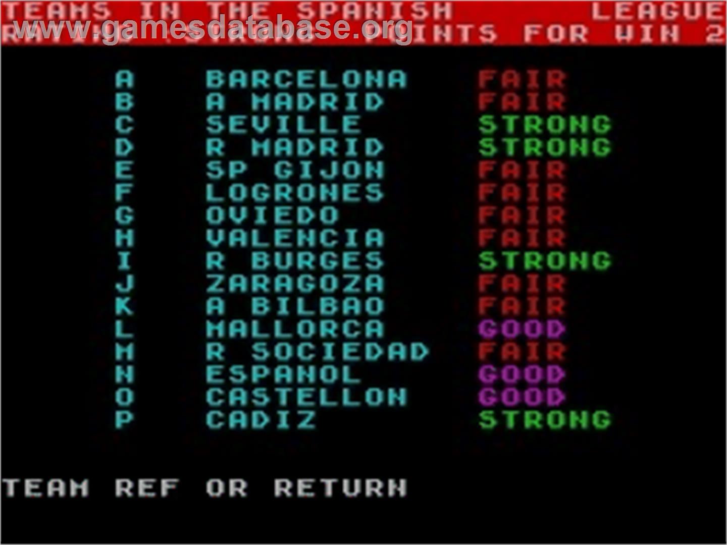 World Of Soccer - Sinclair ZX Spectrum - Artwork - In Game