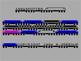 Title screen of 1994 Locospotter on the Sinclair ZX Spectrum.