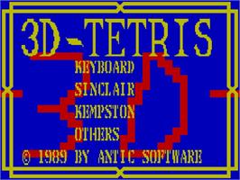 Title screen of 3d Tetris on the Sinclair ZX Spectrum.