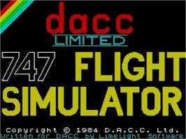 Title screen of 747 Flight Simulator on the Sinclair ZX Spectrum.