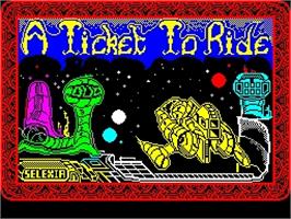 Title screen of A Ticket to Ride on the Sinclair ZX Spectrum.