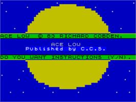 Title screen of Ace Low on the Sinclair ZX Spectrum.