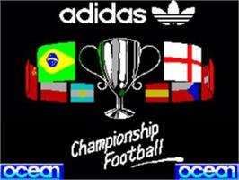 Title screen of Adidas Championship Football on the Sinclair ZX Spectrum.