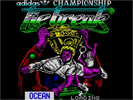 Title screen of Adidas Championship Tie-Break on the Sinclair ZX Spectrum.