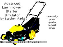 Title screen of Advanced Lawnmower Simulator on the Sinclair ZX Spectrum.