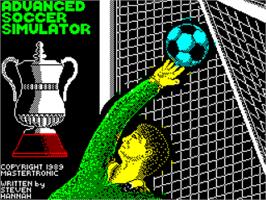 Title screen of Advanced Soccer Simulator on the Sinclair ZX Spectrum.