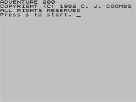 Title screen of Adventure 200 on the Sinclair ZX Spectrum.