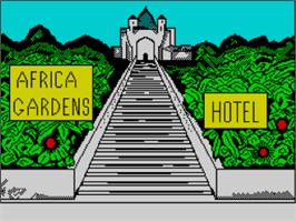 Title screen of Africa Gardens on the Sinclair ZX Spectrum.