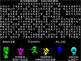 Title screen of Airbase Invader on the Sinclair ZX Spectrum.