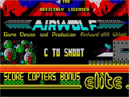 Title screen of Airwolf on the Sinclair ZX Spectrum.