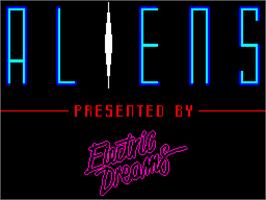 Title screen of Aliens: The Computer Game on the Sinclair ZX Spectrum.