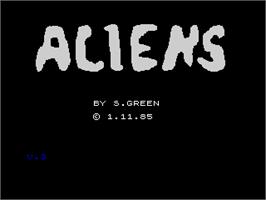 Title screen of Aliens (ZX Computing) on the Sinclair ZX Spectrum.