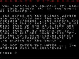 Title screen of Android Pit Rescue on the Sinclair ZX Spectrum.