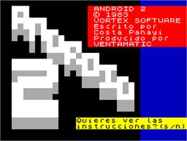 Title screen of Android Two on the Sinclair ZX Spectrum.