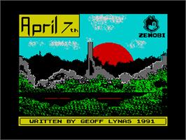 Title screen of April 7th on the Sinclair ZX Spectrum.