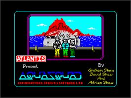 Title screen of Aqua Squad on the Sinclair ZX Spectrum.