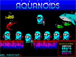 Title screen of Aquanoids on the Sinclair ZX Spectrum.