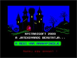 Title screen of Arany Pince on the Sinclair ZX Spectrum.