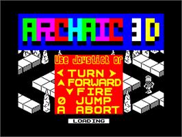 Title screen of Archaic 3d on the Sinclair ZX Spectrum.