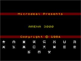 Title screen of Arena 3000 on the Sinclair ZX Spectrum.