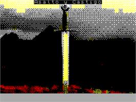 Title screen of Asalto Y Castigo on the Sinclair ZX Spectrum.