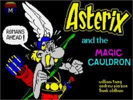 Title screen of Asterix And The Magic Cauldron on the Sinclair ZX Spectrum.