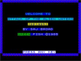 Title screen of Attack Of The Alien Waters on the Sinclair ZX Spectrum.