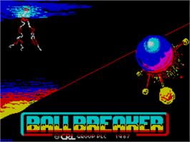 Title screen of Ball Breaker on the Sinclair ZX Spectrum.